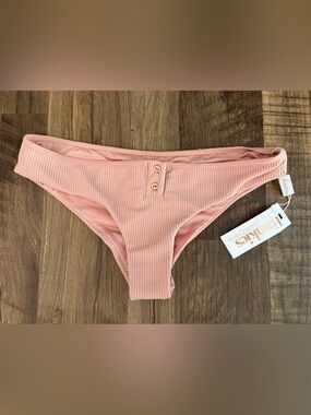 Frankie B. Vintage Rose Alana Ribbed Bikini Bottoms with Button Detail